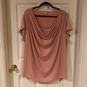 Pink cap-sleeve drape-neck top by Avenue in size 26/28